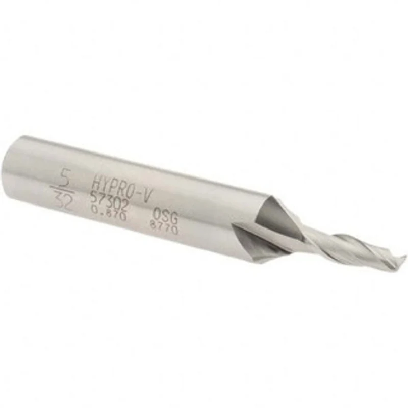 OSG 5/32, 7/16 LOC, 3/8 Shank Diam, 2-5/16 OAL, 2 Flute, Vanadium High Speed Steel Square End Mill Single End, Uncoat...